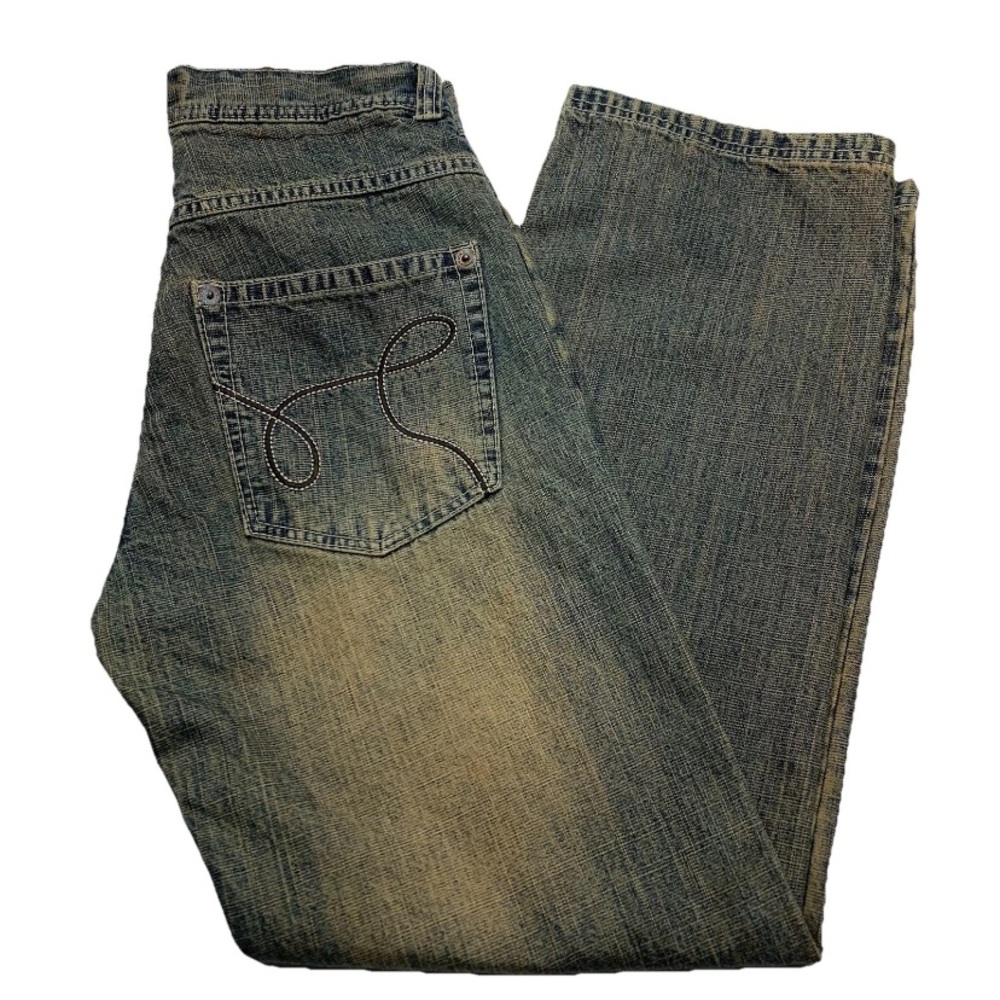 Premium ASK Jeans Y2k Vintage Baggy Brown Blue Denim Pants Size 29